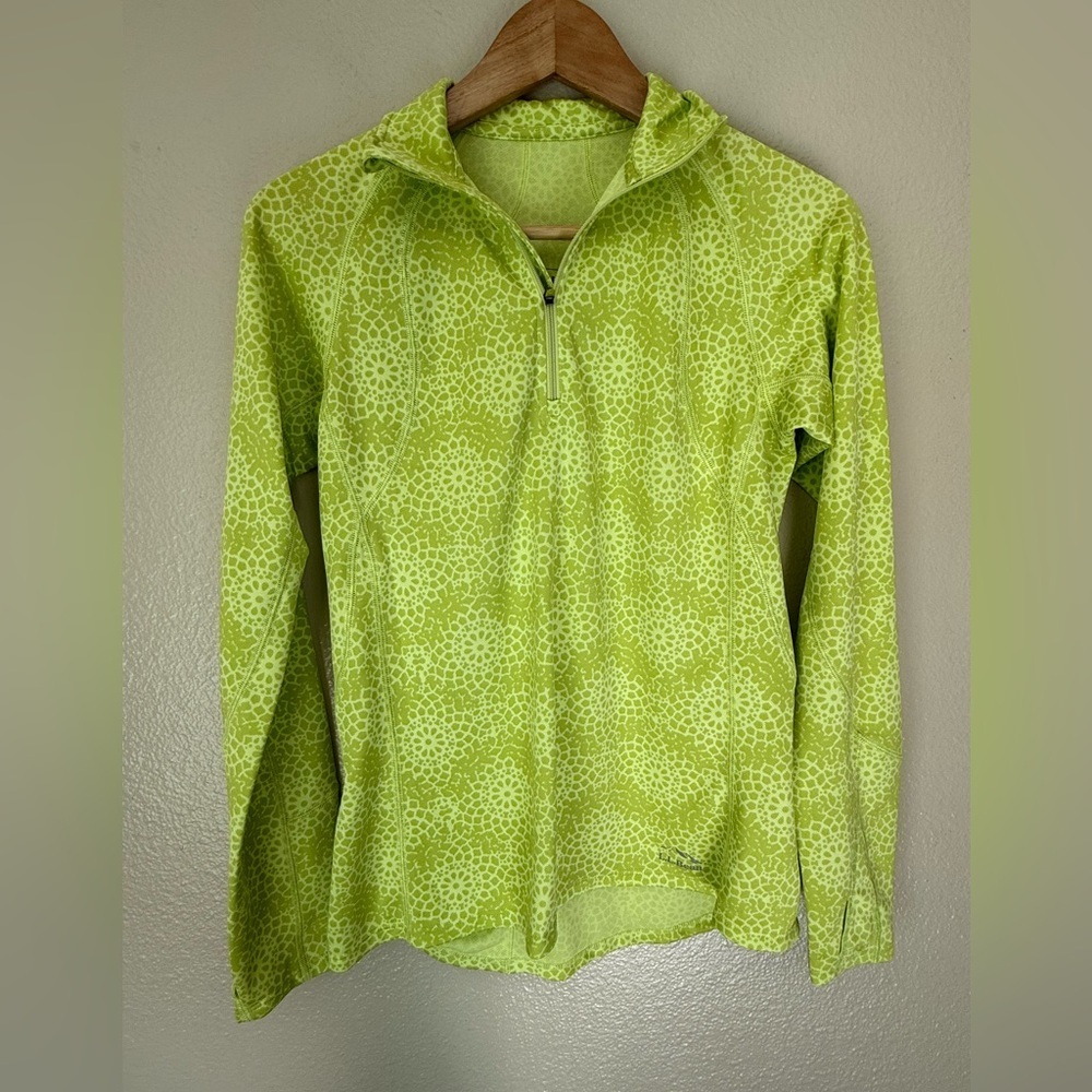Ll Bean Green Patterned Long Sleeve Pullover - image 1